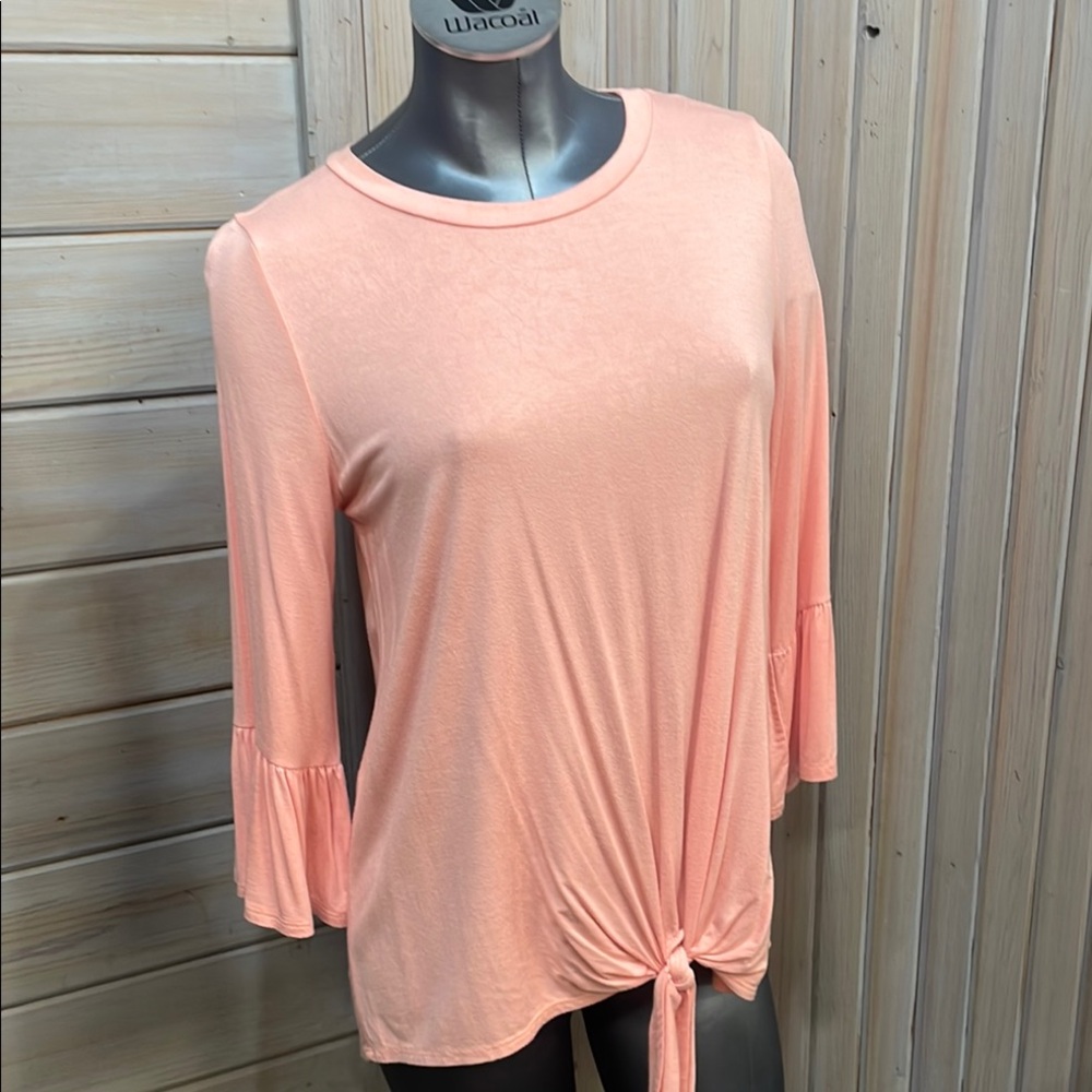 Pinkblush Orange 3/4 Sleeve Tie Front Blouse